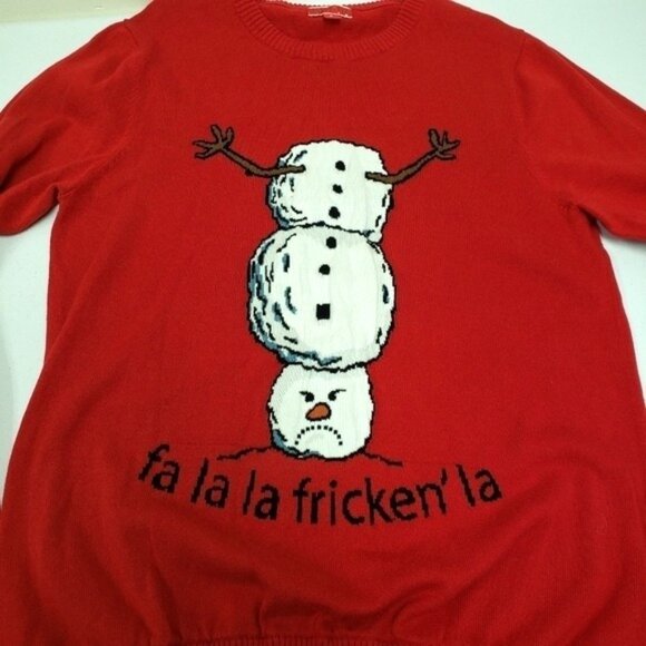 Target Womens Fa La La Fricken La Christmas Snowman Sweater Size Medium - Picture 4 of 5